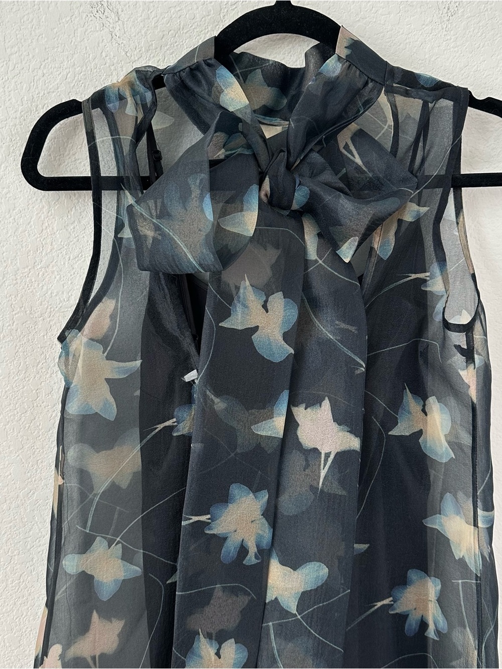 STAUD Albee Black Tulle Floral Maxi Dress Tie Back Botanical Shadows SZ S - Picture 5 of 7